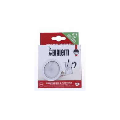JOINT + FILTRE TAMIS POUR ALU MOKA EXPRESS(6TASSES), NEW MOKA INDUCTION(6TASSES), BRIKKA 731